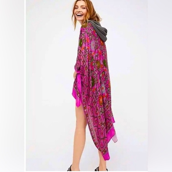 Free People Tops - Free People Magic Dance Duster Kimono Vibrant Pink Magenta Patterned One Size